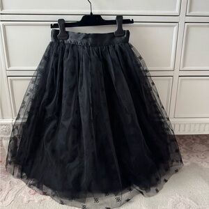 Fendi Black Embroidered Tulle Skirt for Girls